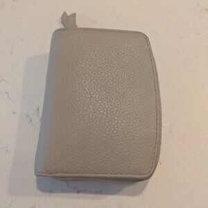 100% Top-Grain Italian Pebbled Leather Compact Wallet - Taupe